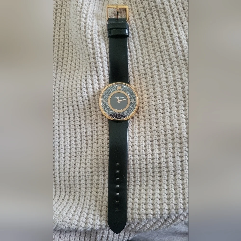 Swarovski Crystaline Watch, Black, Rose-Gold Tone
